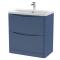 Nuie Lunar 800mm Satin Blue Floor Standing 2 Drawer Vanity Unit With Ceramic Basin