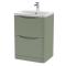 Nuie Lunar 600mm Floor Standing 2 Drawer Vanity Unit With Thin Edge Ceramic Basin