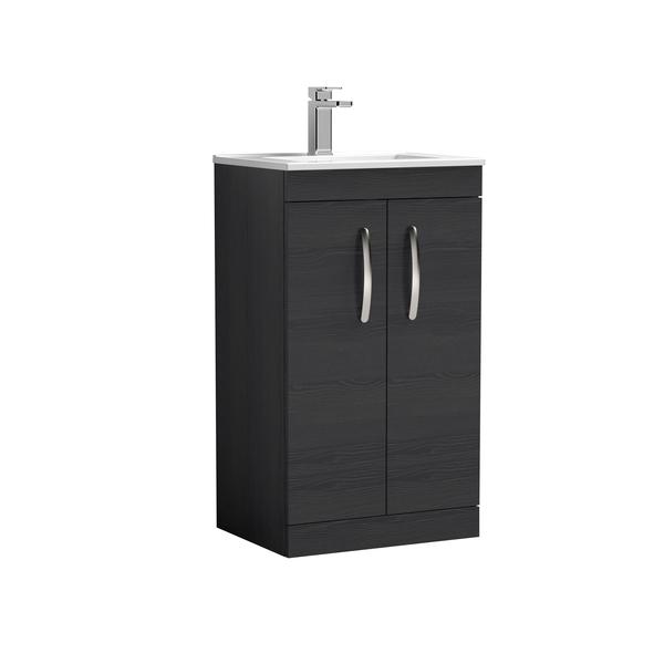 Nuie Athena 505mm Charcoal Black Floor Standing Vanity Unit With 1 Tap Hole Basin