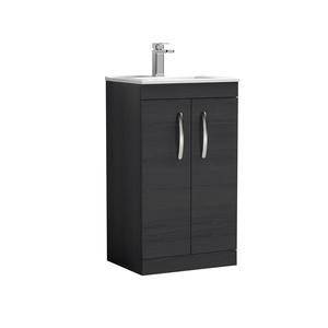 Nuie Athena 505mm Charcoal Black Floor Standing Vanity Unit With 1 Tap Hole Basin