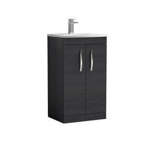 Nuie Athena 500mm Charcoal Black Floor Standing 2 Door Vanity Unit With 1 Tap Hole Basin