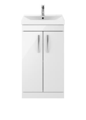 Nuie Athena 500mm Floor Standing 2 Door Vanity Unit With Thin-Edge 1 Tap Hole Basin