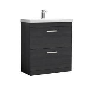 Nuie Athena 800mm Charcoal Black Floor Standing 2 Drawer Vanity Unit With 1 Tap Hole Basin