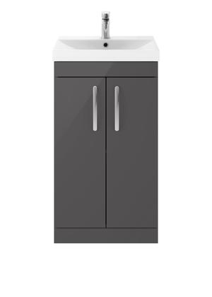 Nuie Athena 510mm Floor Standing 2 Door Vanity Unit With 1 Tap Hole Basin