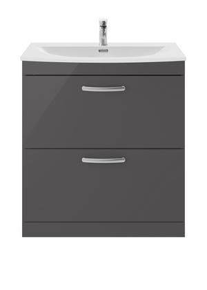 Nuie Athena 800mm Gloss Grey Floor Standing Vanity Unit with 1 Tap Hole Basin
