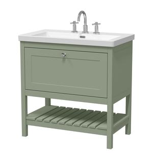 Hudson Reed Bexley 800mm Floor Standing 1 Drawer Vanity Unit with 3 Tap Hole Basin