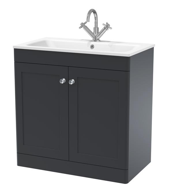 Classique Floor Standing 2 Door Vanity Basin Unit & 1 Tap Hole Stone Basin, 800mm