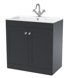 Classique Floor Standing 2 Door Vanity Basin Unit & 1 Tap Hole Stone Basin, 800mm