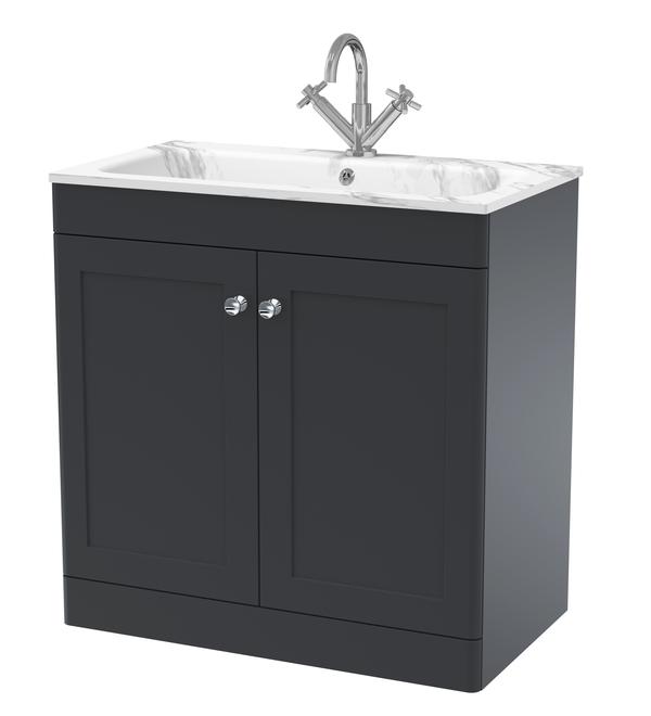 Classique Floor Standing 2 Door Vanity Basin Unit & 1 Tap Hole Stone Basin, 800mm