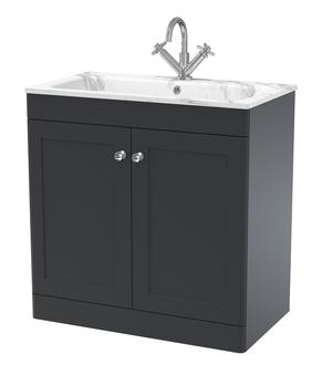 Classique Floor Standing 2 Door Vanity Basin Unit & 1 Tap Hole Stone Basin, 800mm