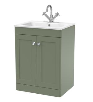 Classique Floor Standing 2 Door Vanity Basin Unit & 1 Tap Hole Stone Basin, 600mm