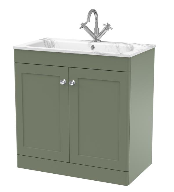 Classique Floor Standing 2 Door Vanity Basin Unit & 1 Tap Hole Stone Basin, 800mm