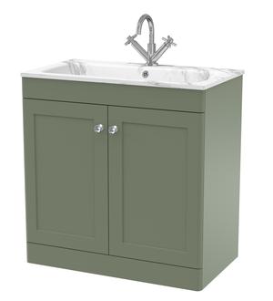Classique Floor Standing 2 Door Vanity Basin Unit & 1 Tap Hole Stone Basin, 800mm