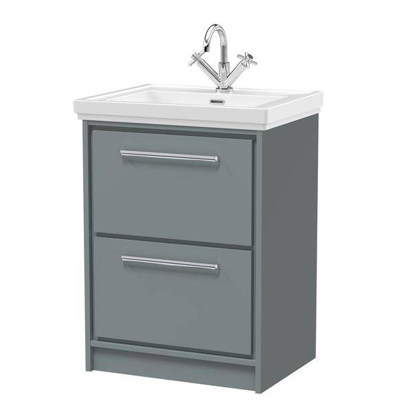 Lille 600mm Floor Standing 2-Drawer Vanity with Basin - 1 Tap Hole
