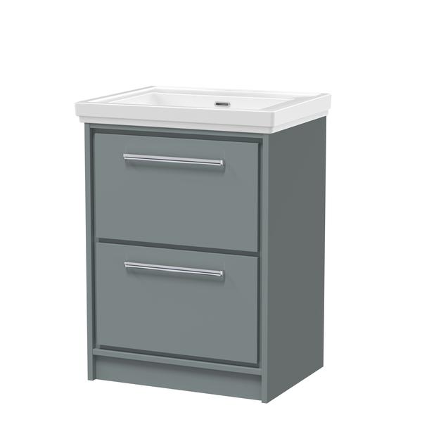 Lille 600mm Floor Standing 2-Drawer Vanity with Basin - 0 Tap Hole