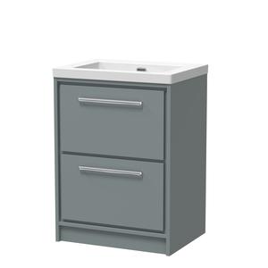 Lille 600mm Floor Standing 2-Drawer Vanity with Basin - 0 Tap Hole