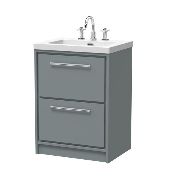 Lille 600mm Floor Standing 2-Drawer Vanity with Basin - 3 Tap Hole