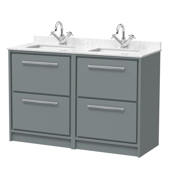Lille 1200mm Floor Standing 4-Drawer Vanity with Marble Worktop Basin