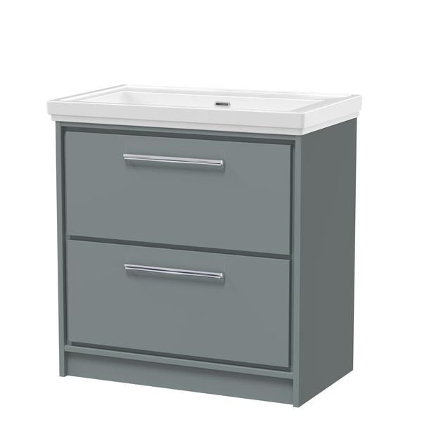 Lille 800mm Floor Standing 2-Drawer Vanity with Basin - 0 Tap Hole