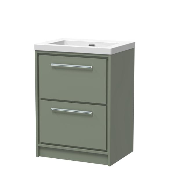 Lille 600mm Floor Standing 2-Drawer Vanity with Basin - 0 Tap Hole