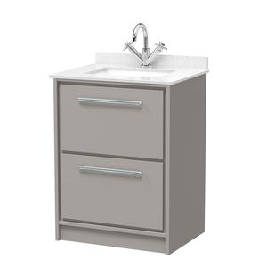 Lille 600mm Floor Standing 2-Drawer Vanity with Marble Worktop Basin