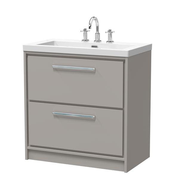 Lille 800mm Floor Standing 2-Drawer Vanity with Basin - 3 Tap Hole