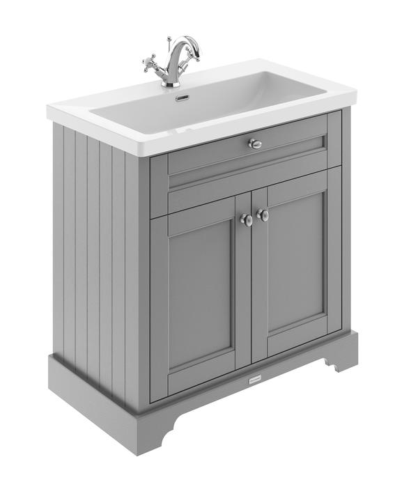 Hudson Reed Old London 800mm Storm Grey 2-Door Basin Unit With Basin
