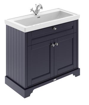 Hudson Reed Old London Traditional 1000mm Twilight Blue Floor Standing Vanity Unit With Fireclay Basin
