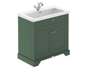 Hudson Reed Old London 800mm Hunter Green 2-Door Floor Standing Vanity Unit With Basin