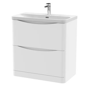 Nuie Lunar 800mm Floor Standing 2 Drawer Unit with Ceramic Basin
