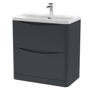Nuie Lunar 800mm Floor Standing 2 Drawer Vanity Unit With Ceramic Basin
