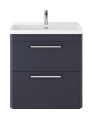 Hudson Reed Solar 800mm Indigo Blue Floor Standing 2 Drawer Vanity Unit With Ceramic Basin
