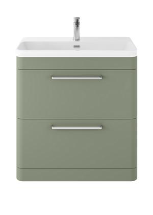 Hudson Reed Solar 800mm Fern Green Floor Standing 2-Drawer Vanity Unit With Basin