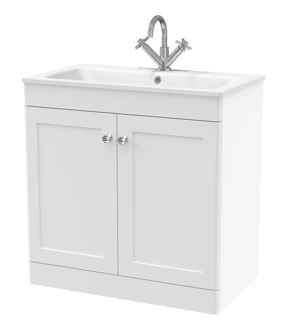 Classique Floor Standing 2 Door Vanity Basin Unit & 1 Tap Hole Stone Basin, 800mm