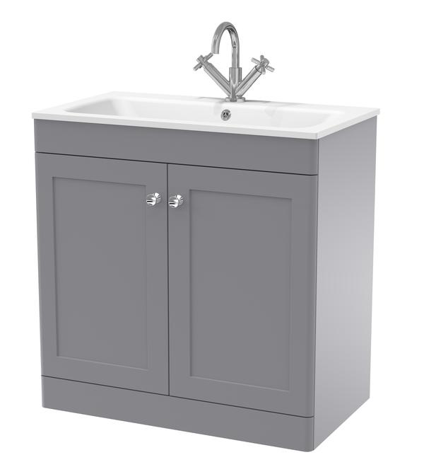 Classique Floor Standing 2 Door Vanity Basin Unit & 1 Tap Hole Stone Basin, 800mm