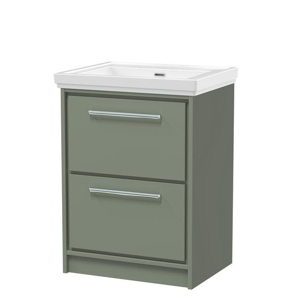 Lille 600mm Floor Standing 2-Drawer Vanity with Basin - 0 Tap Hole