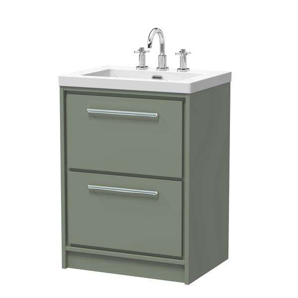 Lille 600mm Floor Standing 2-Drawer Vanity with Basin - 3 Tap Hole