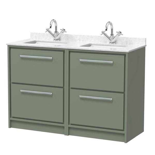 Lille 1200mm Floor Standing 4-Drawer Vanity with Marble Worktop Basin