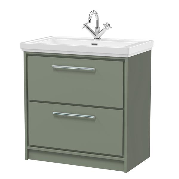 Lille 800mm Floor Standing 2-Drawer Vanity with Basin - 1 Tap Hole