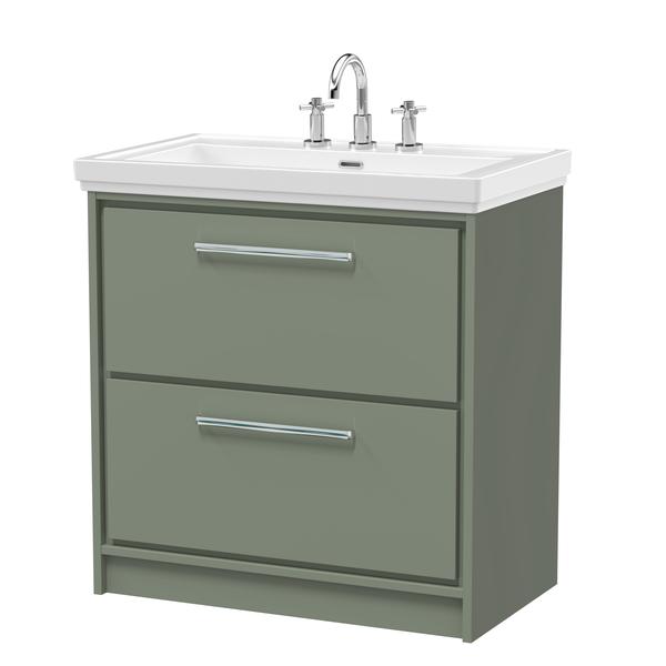 Lille 800mm Floor Standing 2-Drawer Vanity with Basin - 3 Tap Hole