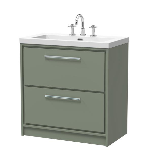 Lille 800mm Floor Standing 2-Drawer Vanity with Basin - 3 Tap Hole