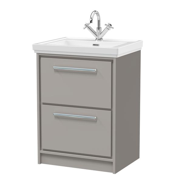 Lille 600mm Floor Standing 2-Drawer Vanity with Basin - 1 Tap Hole