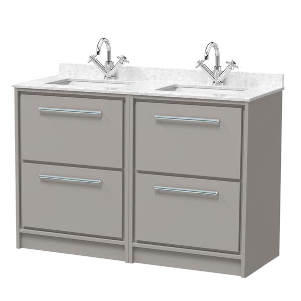 Lille 1200mm Floor Standing 4-Drawer Vanity with Marble Worktop Basin