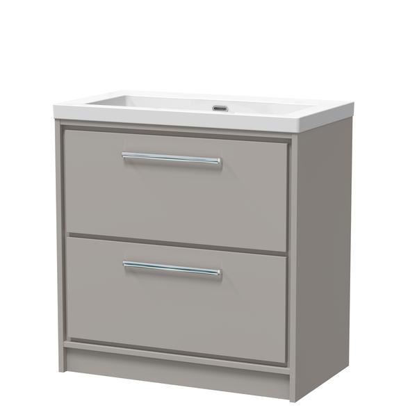 Lille 800mm Floor Standing 2-Drawer Vanity with Basin - 0 Tap Hole