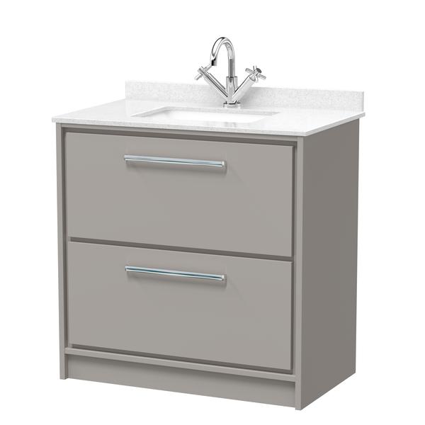Lille 800mm Floor Standing 2-Drawer Vanity with Marble Worktop Basin
