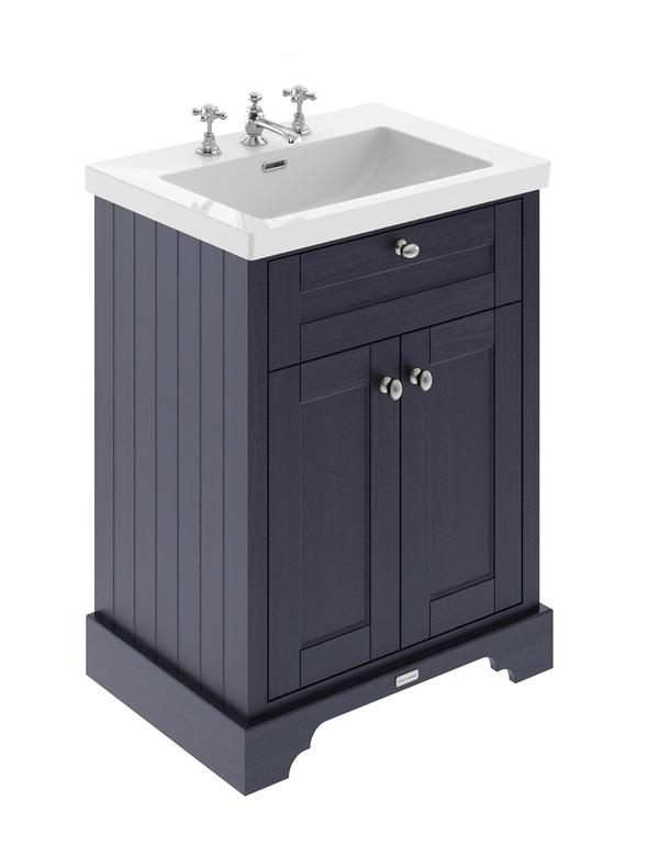 Hudson Reed Old London 813mm Twilight Blue Floor Standing Vanity Unit Including Fireclay Basin 3 Taphole