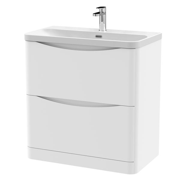 Nuie Lunar 800mm Floor Standing 2 Drawer Unit with Ceramic Basin