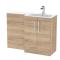 Nuie Arno 1100mm Right Hand Bleached Oak Floor Standing Vanity Unit with Basin