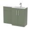 Nuie Arno 1100mm Right Hand Satin Green Combination Unit With Soft Close Doors
