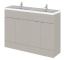Hudson Reed Fusion 1200mm Pebble Grey 4-Door Vanity Unit & Double Basin With Soft Close Doors